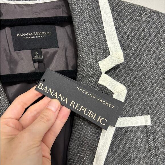 NWT Banana Republic Hack ing Jacket in Piped Grey - Size 8 - Picture 5 of 10
